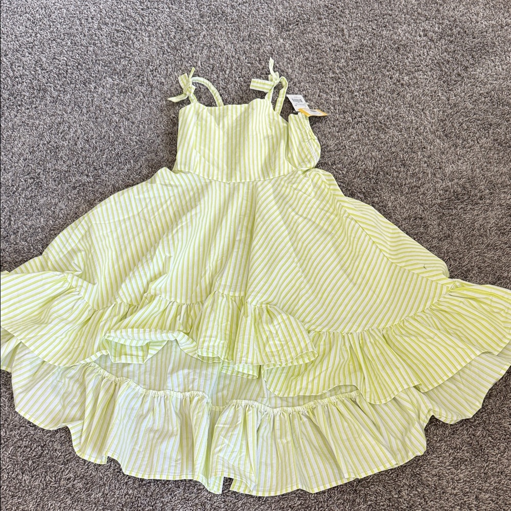 Habitual Lime Striped Kids Dress